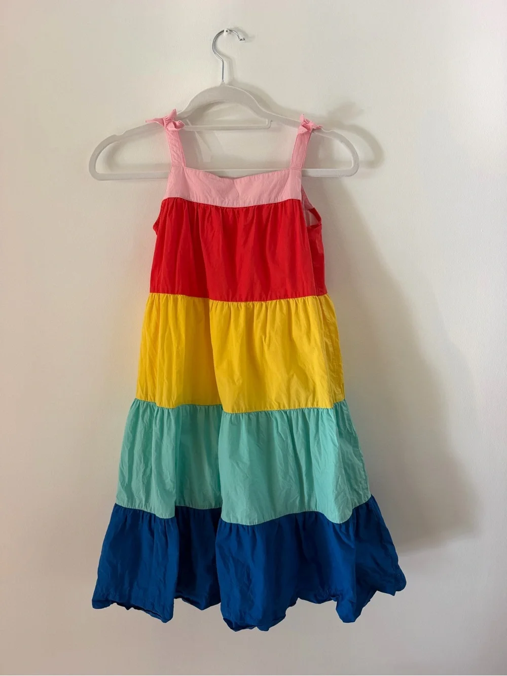 Hanna Anderson Colorblock Twirl Dress Rainbow Bright Cotton Poplin 10